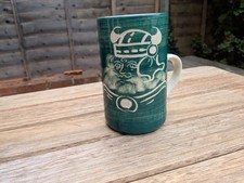 Vintage Mug Rushton Pottery Isle of Man VIKING Hand Painted/ Etched