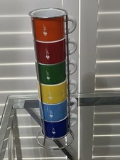 Set of Bialetti porcellana espresso cups x 6 with stand 