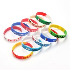 2PCS Sports Silicone Bracelet Engrave Country Flag Wristbands Rubber Band Unisex