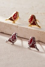 Sterling Silver Red Robin Stud