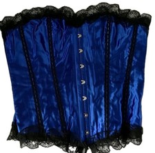 Blue Ribbon Corset 4XL Polyester Spandex Goth Gothic Alternative Clothes Used GD