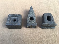 3 antique blacksmiths tools, hammers, branding iron, grooved