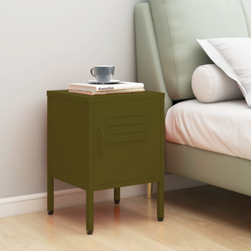 Nightstand steel olive - steel, green