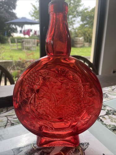 Vintage red glass bottle - bottle, ccp