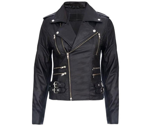 Women biker jacket real - women,