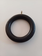 24x Wooden Curtain Rings with golden Screw Eye - black