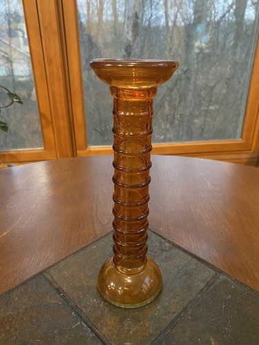 Vintage amber glass ribbed bud - vintage,