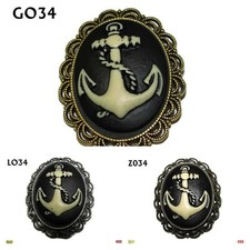 steampunk gothic pin badge brooch pirate ship's anchor cameo #LO34 #GO34 #ZO34