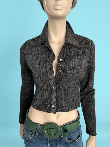 Cropped snakeskin print shirt - snakeskin,