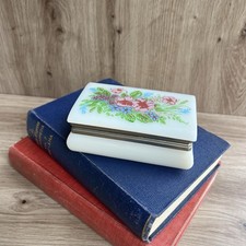 Vintage Floral Trinket Box Hinged Lid Vanity Dresser Bathroom Storage Box