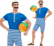 1920s Bathing Suit + Hat Mens
