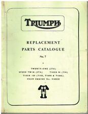 TRIUMPH TWENTY-ONE 3TA SP.TWIN 5TA TIGER T90 T100/R/C ORIG. 1965 PARTS CATALOGUE