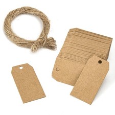 DIY 100PCS Rectangular Tags with Twine for Price Labels and Escort Cards