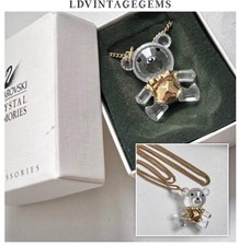 Vintage SWAROVSKI Crystal Memories Bear Pendant Necklace Boxed