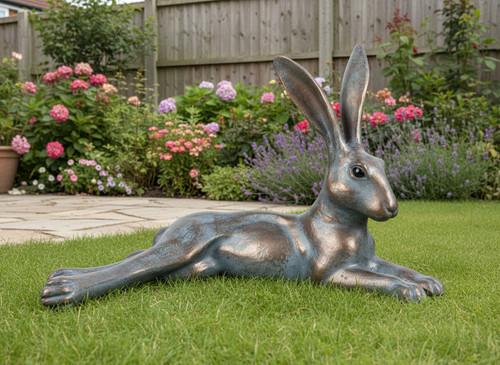 Hare laying garden - laying, sculpture