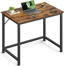 VASAGLE Computer Desk Office Writing Steel Brown Narrow Office Sturdy