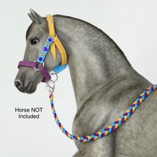 Handmade Breyer Classic 1:12 Purple Blue Mustard Halter Gems Model Horse Tack