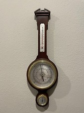 Vintage Airguide Banjo Style Genuine Mahogany Weather Station Barometer