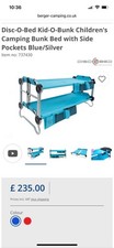 Disc-O-Bed Kid-O-Bunk Children's Camping Bunk Bed with Side Pockets Blue/Silver