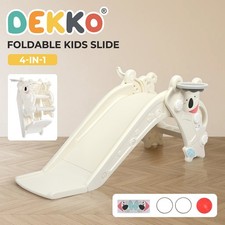 Dekko 4-In-1 Kids Slide Set Basketball Hoop Ring Toss Foldable Indoor Playground