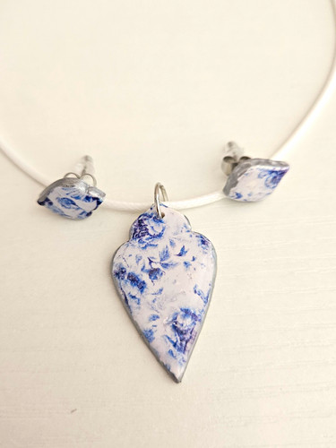 Ceramic heart jewellery set - jewellery,