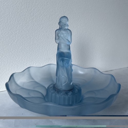 Art deco frosted blue glass - frosted,