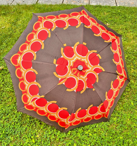 Vintage umbrella brown red - umbrella, brown,
