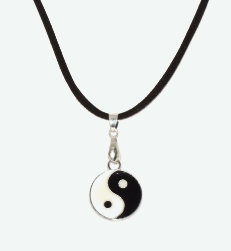 Yin yang necklace silver - yang,