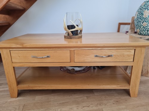 Oak coffee table has two - oak,