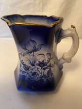 Mayfair, Ironstone Blue And White Jug 11cm Tall. Flower design, England