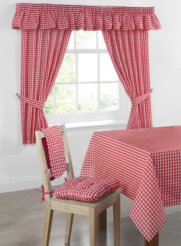 Gingham check curtains kitchen - gingham,