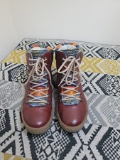 Womens Wine Reiker Knit Wool Collar Lace Up Ankle Boots size 5 EU 38 Burgundy