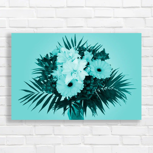Vibrant tropical floral teal - tropical,
