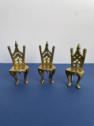 Vintage miniature brass chair - miniature,
