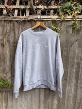 Stussy Stock Logo Crew Mens XL grey Sweatshirt Embroidered