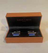 Simon Carter Silver And Blue Mens Dress Cufflinks