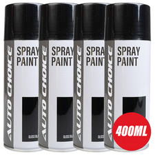 PACK OF 4 LARGE 400ml AUTO BLACK GLOSS SPRAY PAINT