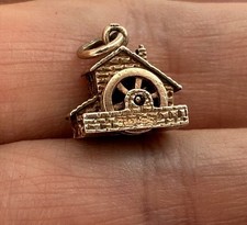 Vintage 9ct Gold Water Wheel Charm  Moves c. 1961
