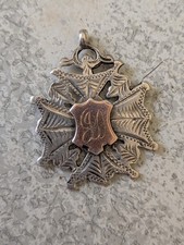 VINTAGE HALLMARKED  STERLING SILVER ROSE GOLD  FOB MEDAL  - INSCRIBED