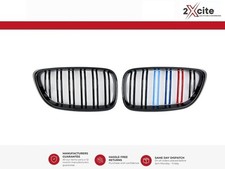 BMW 2 Series F22 & F23 Models 2014 On Gloss Black M Power Twin Bar Kidney Grills