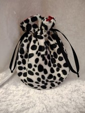 Ladies Dalmatian Print & Red Drawstring Bag Cruella Costume Book Day Fancy Dress