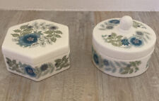Wedgwood Clementine English Bone China Trinket Boxes X 2  -  Rare and in VGC