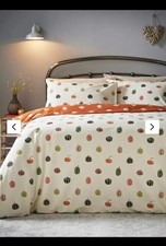 MATALAN KING SIZE PUMPKIN PRINT DUVET COVER BEDDING SET  halloween orange