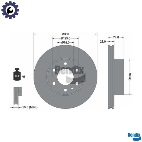 Brake disc bds1158 - 2x, for