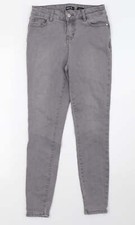Womens Grey Cotton Blend Skinny Jeans Size 8 L29
