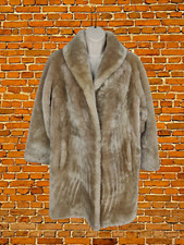 VINTAGE BEIGE COAT SIZE UK 10 WOMENS FAUX FUR LINED HEAVY WINTER FLUFFY JACKET