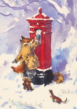 Funny Fox Pack 10 Christmas Cards 'The Christmas List' by Jonathan Walker C735x