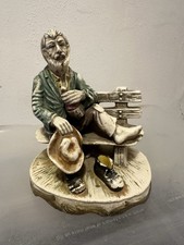 Vintage Figure "Tramp on bench with bottle" Capodimonte Style circa 1980