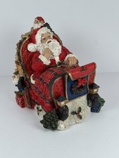 Vintage Kirkland's Holiday Collection Santa & Elves In Bed Resin Centerpiece