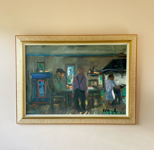 Vintage swedish oil painting - oil,